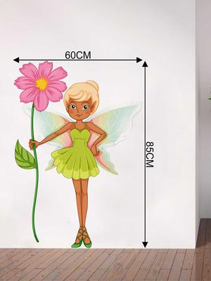 Rawpockets Wall Decals ' Baby Angel with Flower' Wall Decal Sticker ' Wall stickers (PVC Vinyl) Multicolour - 15733446 - Standard Image - 2