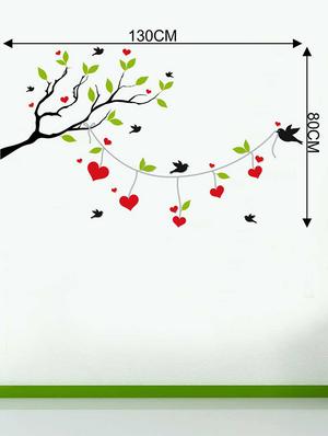 Rawpockets Wall Decals ' Heart-in Love Birds on Tree' Wall Decal Sticker ' Wall stickers (PVC Vinyl) Multicolour - 15733447 - Standard Image - 2