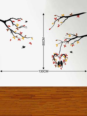 Rawpockets Wall Decals ' Love Birds on Hanging Heart-in Shape Tree' Wall Decal Sticker ' Wall stickers (PVC Vinyl) Multicolour - 15733448 - Standard Image - 2