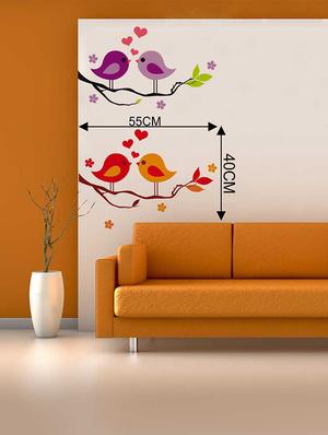 Rawpockets Wall Decals ' Multi Color Love Birds' Wall Decal Sticker ' Wall stickers (PVC Vinyl) Multicolour - 15733459 - Standard Image - 2