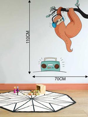 Rawpockets Wall Decals ' Music & Sloth ' Wall Decal Sticker ' Wall stickers (PVC Vinyl) Multicolour - 15733460 - Standard Image - 2
