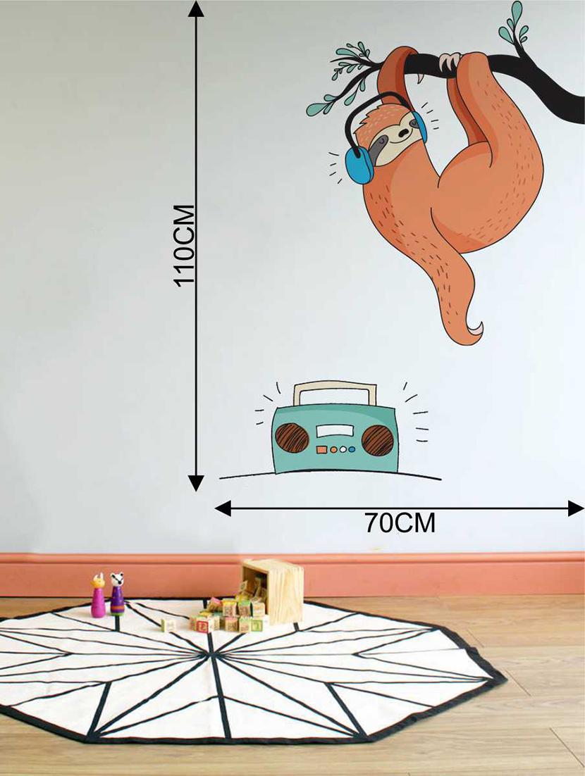 Rawpockets Wall Decals ' Music & Sloth ' Wall Decal Sticker ' Wall stickers (PVC Vinyl) Multicolour - 15733460 - Zoom Image - 2