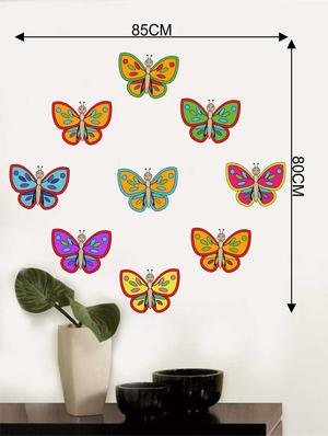 Rawpockets Wall Decals ' Colourful Butterflies Wall Decal Sticker ' Wall stickers (PVC Vinyl) Multicolour - 15733466 - Standard Image - 2