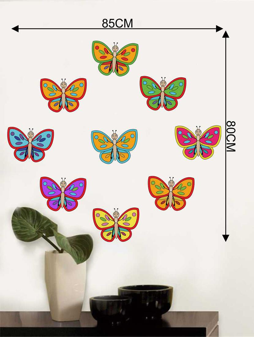 Rawpockets Wall Decals ' Colourful Butterflies Wall Decal Sticker ' Wall stickers (PVC Vinyl) Multicolour - 15733466 - Zoom Image - 2