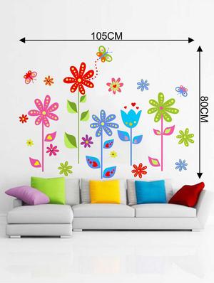 Rawpockets Wall Decals ' Flowers Story Wall Decal Sticker ' Wall stickers (PVC Vinyl) Multicolour - 15733468 - Standard Image - 2