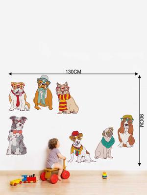 Rawpockets Wall Decals ' Hipster Dog Family' Wall Decal Sticker ' Wall stickers (PVC Vinyl) Multicolour - 15733472 - Standard Image - 2