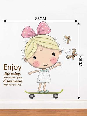 Rawpockets Wall Decals ' Skating Baby and Life Quote' Wall Decal Sticker ' Wall stickers (PVC Vinyl) Multicolour - 15733473 - Standard Image - 2