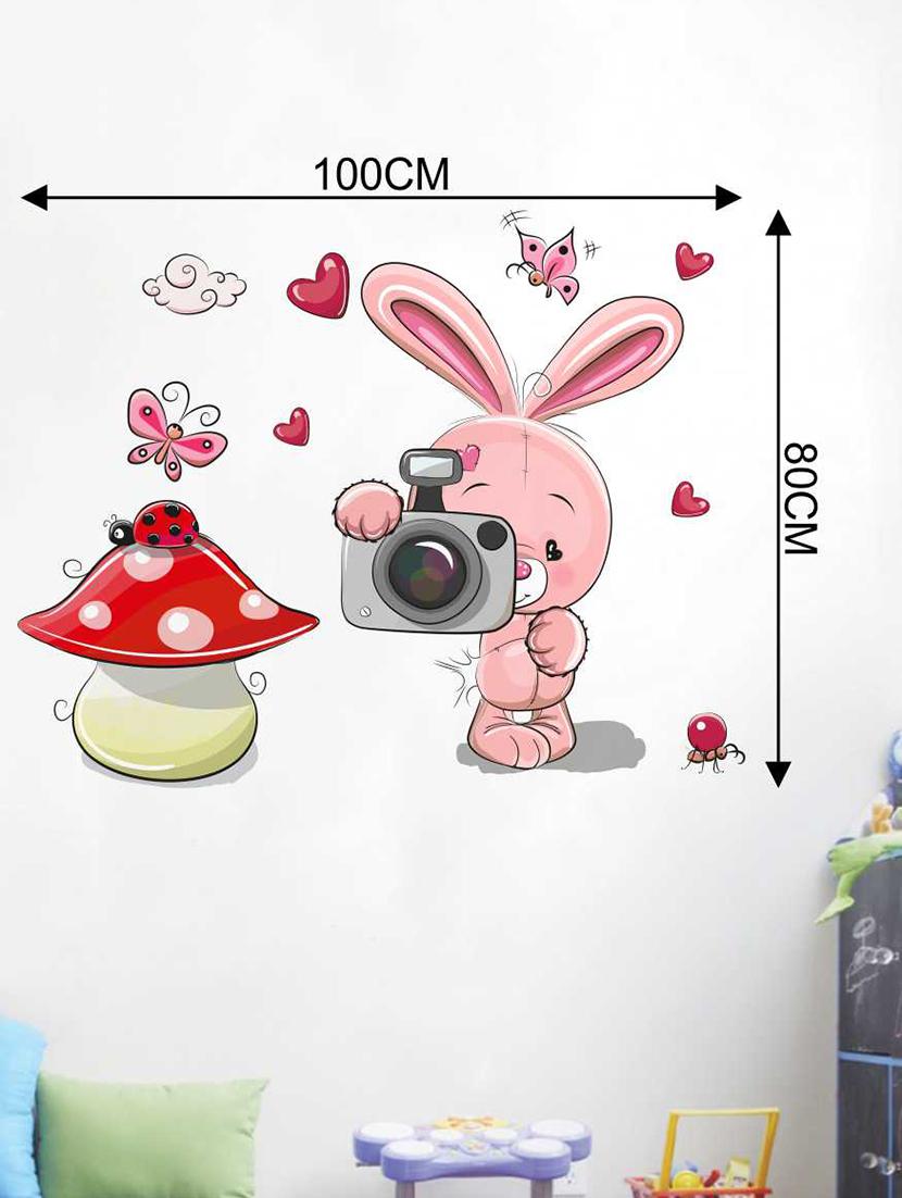 Rawpockets Wall Decals ' Rabbit and Camera' Wall Decal Sticker ' Wall stickers (PVC Vinyl) Multicolour - 15733476 - Zoom Image - 2