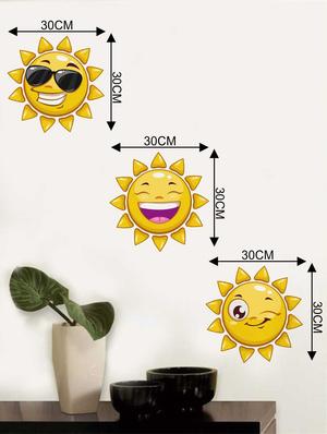 Rawpockets Wall Decals ' Sun Smileys' Wall Decal Sticker ' Wall stickers (PVC Vinyl) Multicolour - 15733481 - Standard Image - 2