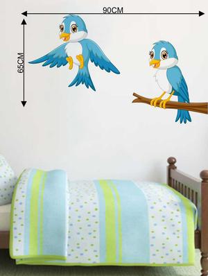 Rawpockets Wall Decals ' Bluish Birds' Wall Decal Sticker ' Wall stickers (PVC Vinyl) Multicolour - 15733482 - Standard Image - 2