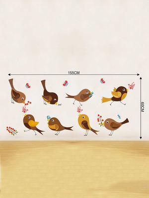 Rawpockets Wall Decals ' Cute Bird and Its Action' Wall Decal Sticker ' Wall stickers (PVC Vinyl) Multicolour - 15733488 - Standard Image - 2