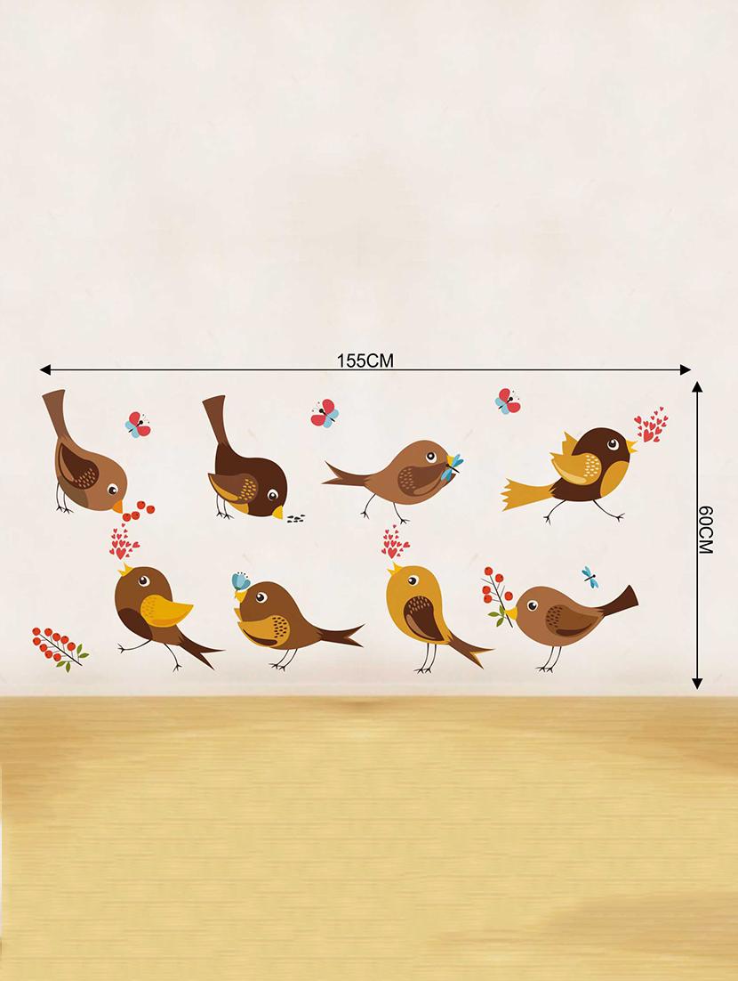 Rawpockets Wall Decals ' Cute Bird and Its Action' Wall Decal Sticker ' Wall stickers (PVC Vinyl) Multicolour - 15733488 - Zoom Image - 2