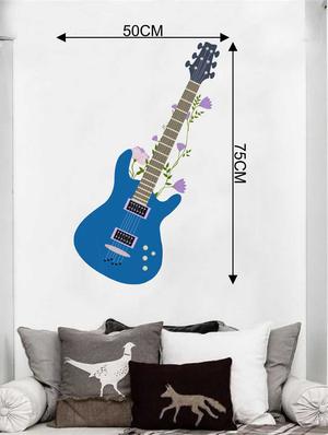 Rawpockets Wall Decals ' Blue Stylish Guitar' Wall Decal Sticker ' Wall stickers (PVC Vinyl) Multicolour - 15733494 - Standard Image - 2