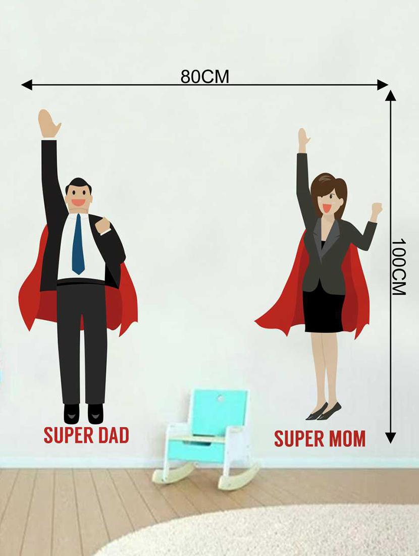 Rawpockets Wall Decals ' Super Mom & Dad' Wall Decal Sticker ' Wall stickers (PVC Vinyl) Multicolour - 15733496 - Zoom Image - 2