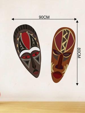 Rawpockets Wall Decals ' Tribal Face' Wall Decal Sticker ' Wall stickers (PVC Vinyl) Multicolour - 15733497 - Standard Image - 2
