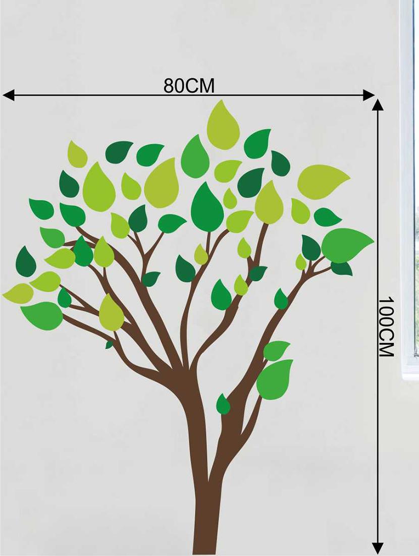Rawpockets Wall Decals ' Greenish Leaf Tree' Wall Decal Sticker ' Wall stickers (PVC Vinyl) Multicolour - 15733502 - Zoom Image - 2