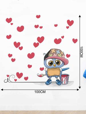 Rawpockets Wall Decals ' Funny Cartoon Owl Love' Wall Decal Sticker ' Wall stickers (PVC Vinyl) Multicolour - 15733505 - Standard Image - 2