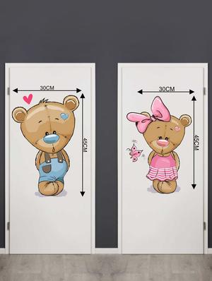 Rawpockets Wall Decals ' Teddy Bear Couple Love' Wall Decal Sticker ' Wall stickers (PVC Vinyl) Multicolour - 15733507 - Standard Image - 2
