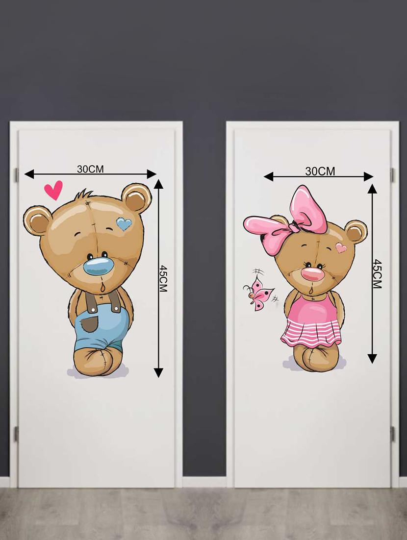 Rawpockets Wall Decals ' Teddy Bear Couple Love' Wall Decal Sticker ' Wall stickers (PVC Vinyl) Multicolour - 15733507 - Zoom Image - 2