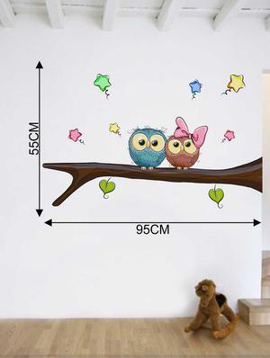 Rawpockets Wall Decals ' Owl Pair' Wall Decal Sticker ' Wall stickers (PVC Vinyl) Multicolour - 15733509 - Standard Image - 2