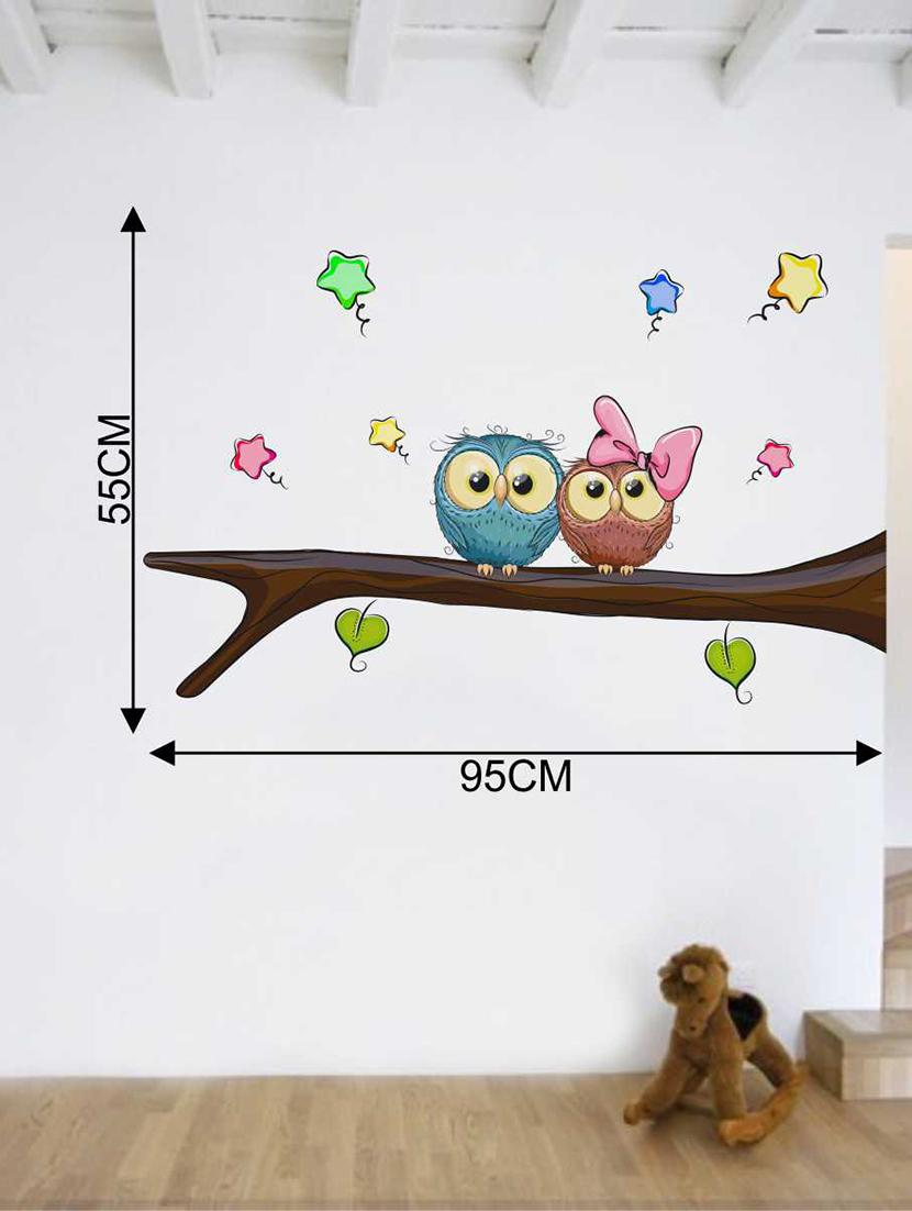 Rawpockets Wall Decals ' Owl Pair' Wall Decal Sticker ' Wall stickers (PVC Vinyl) Multicolour - 15733509 - Zoom Image - 2