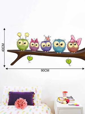 Rawpockets Wall Decals ' Owl Family on Tree' Wall Decal Sticker ' Wall stickers (PVC Vinyl) Multicolour - 15733510 - Standard Image - 2