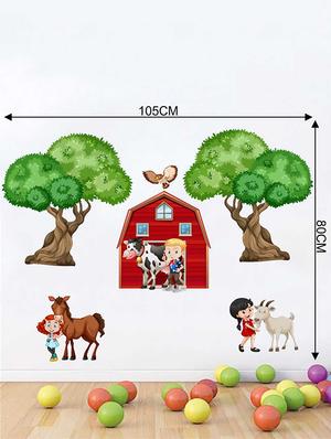 Rawpockets Wall Decals ' Kids and Farm Animals' Wall Decal Sticker ' Wall stickers (PVC Vinyl) Multicolour - 15733514 - Standard Image - 2