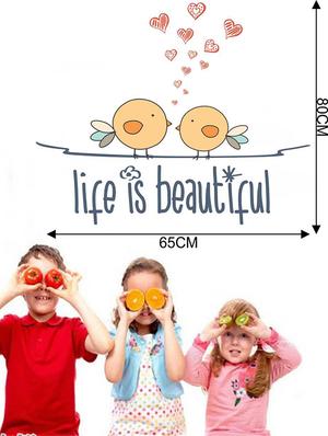 Rawpockets Wall Decals ' Life is Beautiful ' Wall Decal Sticker ' Wall stickers (PVC Vinyl) Multicolour - 15733516 - Standard Image - 2