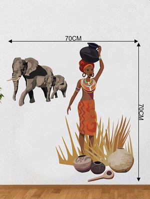 Rawpockets Wall Decals ' African Tribal Jungle Story' Wall Decal Sticker ' Wall stickers (PVC Vinyl) Multicolour - 15733519 - Standard Image - 2