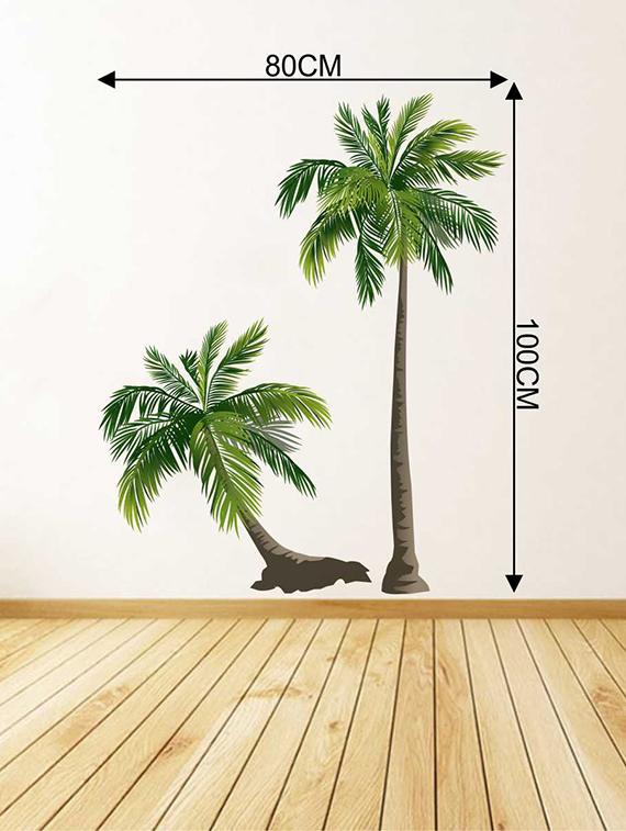 Rawpockets Wall Decals ' Pair Coconut Trees' Wall Decal Sticker ' Wall stickers (PVC Vinyl) Multicolour - 15733525 - Zoom Image - 2