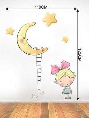 Rawpockets Wall Decals ' Moon and Girl' Wall Decal Sticker ' Wall stickers (PVC Vinyl) Multicolour - 15733534 - Standard Image - 2