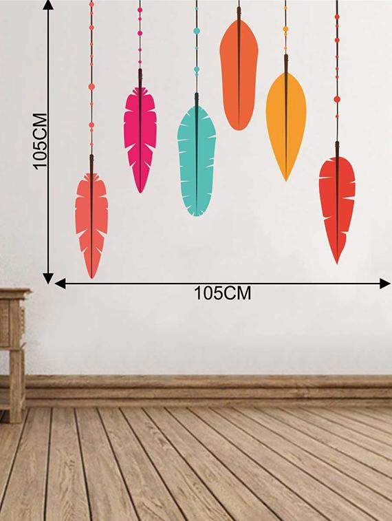 Rawpockets Wall Decals ' Multi-Color Feather' Wall Decal Sticker ' Wall stickers (PVC Vinyl) Multicolour - 15733538 - Zoom Image - 2