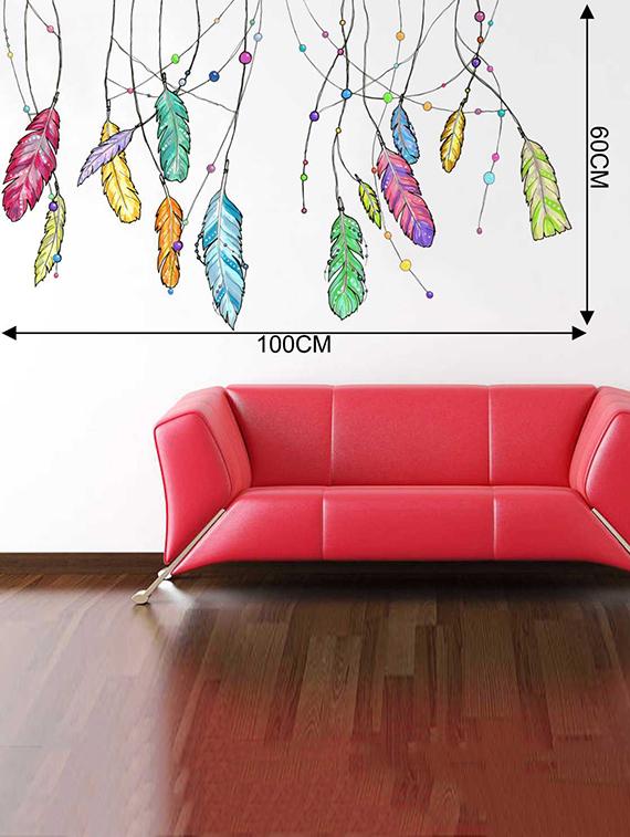 Rawpockets Wall Decals ' Decorative Feather ' Wall Decal Sticker ' Wall stickers (PVC Vinyl) Multicolour - 15733540 - Zoom Image - 2