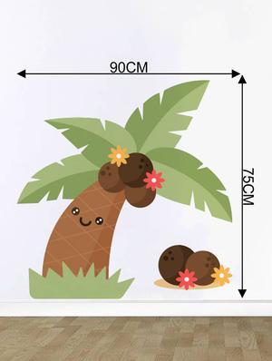 Rawpockets Wall Decals ' Funny Coconut Tree ' Wall stickers (PVC Vinyl) Multicolour - 15733549 - Standard Image - 2
