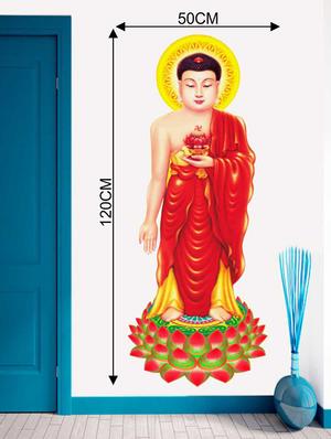 Rawpockets Wall Decals ' Lord Buddha on Lotus ' Wall stickers (PVC Vinyl) Multicolour - 15733562 - Standard Image - 2