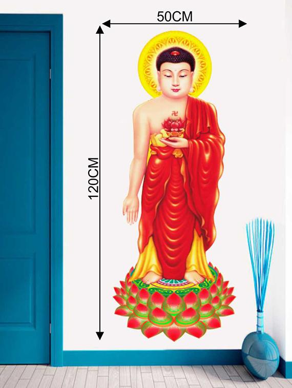 Rawpockets Wall Decals ' Lord Buddha on Lotus ' Wall stickers (PVC Vinyl) Multicolour - 15733562 - Zoom Image - 2