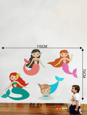 Rawpockets Wall Decals ' Mermaid Fish Combo ' Wall stickers (PVC Vinyl) Multicolour - 15733563 - Standard Image - 2