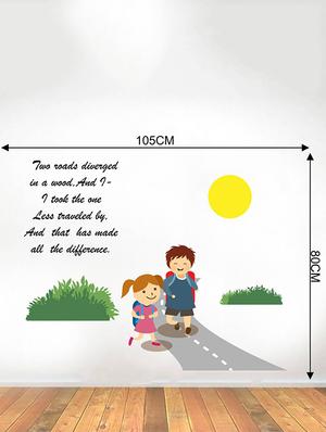 Rawpockets Wall Decals ' Two Roads Diverged in a Yellow Wood Poem ' Wall stickers (PVC Vinyl) Multicolour - 15733565 - Standard Image - 2