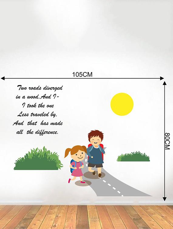 Rawpockets Wall Decals ' Two Roads Diverged in a Yellow Wood Poem ' Wall stickers (PVC Vinyl) Multicolour - 15733565 - Zoom Image - 2