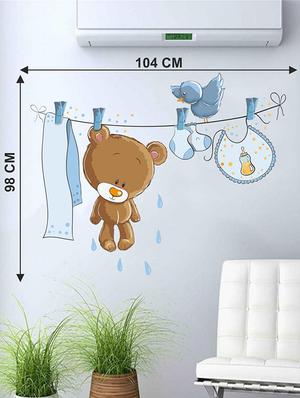 Rawpockets Wall Decals ' Funny Teddy Bear Wall Sticker ' Wall stickers (PVC Vinyl) Multicolour - 15733576 - Standard Image - 2