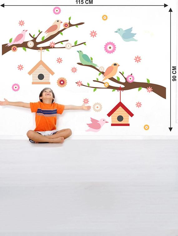 Rawpockets Wall Decals ' Birds Family n Nest Story Wall Sticker ' Wall stickers (PVC Vinyl) Multicolour - 15733578 - Zoom Image - 2