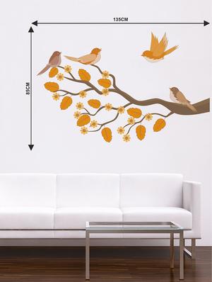 Rawpockets Wall Decals ' Brown Flower n Birds Wall Sticker ' Wall stickers (PVC Vinyl) Multicolour - 15733594 - Standard Image - 2