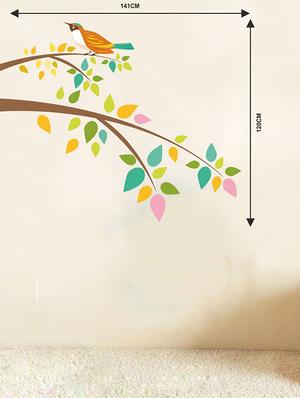 Rawpockets Wall Decals ' Colorful Leaves n Bird Wall Sticker ' Wall stickers (PVC Vinyl) Multicolour - 15733595 - Standard Image - 2
