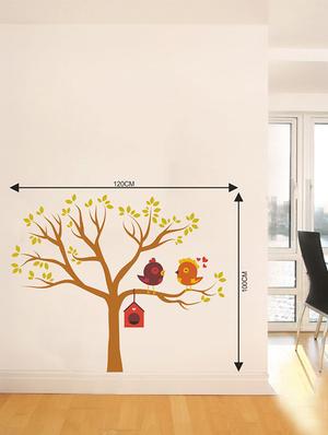 Rawpockets Wall Decals ' Love Birds n Bird House Wall Sticker ' Wall stickers (PVC Vinyl) Multicolour - 15733596 - Standard Image - 2