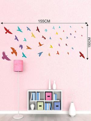 Rawpockets Wall Decals ' United Colors of Birds Wall Sticker ' Wall stickers (PVC Vinyl) Multicolour - 15733601 - Standard Image - 2