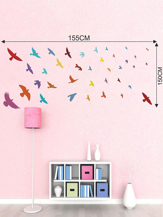 Rawpockets Wall Decals ' United Colors of Birds Wall Sticker ' Wall stickers (PVC Vinyl) Multicolour - 15733601 - Zoom Image - 2