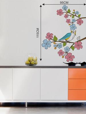 Rawpockets Wall Decals ' Multi Color Flower n Bird Wall Sticker ' Wall stickers (PVC Vinyl) Multicolour - 15733602 - Standard Image - 2