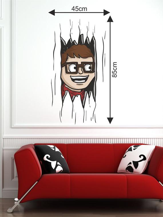 Rawpockets Wall Decals ' Crack Door Face Wall Sticker ' Wall stickers (PVC Vinyl) Multicolour - 15733613 - Zoom Image - 2