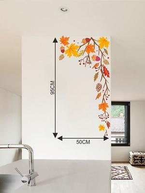 Rawpockets Wall Decals ' Autumn Leaves n Fruits Wall Sticker ' Wall stickers (PVC Vinyl) Multicolour - 15733614 - Standard Image - 2