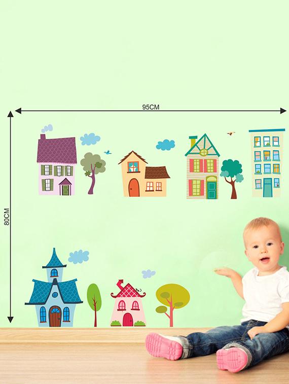 Rawpockets Wall Decals ' House Wall Sticker ' Wall stickers (PVC Vinyl) Multicolour - 15733616 - Zoom Image - 2